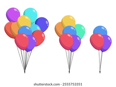 A vibrant set of balloons in different sizes, ideal for parties, birthdays, and celebrations.