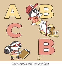 A vibrant set of cartoon alphabet characters from A to M, each with unique, funny expressions and playful designs, perfect for kids’ learning or creative projects!