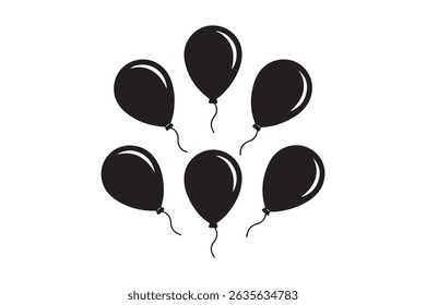A vibrant set of colorful helium balloons for birthday party decoration, isolated on white