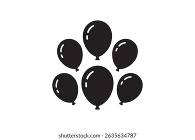 A vibrant set of colorful helium balloons for birthday party decoration, isolated on white