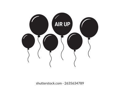 A vibrant set of colorful helium balloons for birthday party decoration, isolated on white