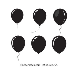 A vibrant set of colorful helium balloons for birthday party decoration, isolated on white