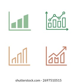 Um conjunto vibrante de ícones infográficos diversos que ilustram vários dados de negócios e tendências financeiras