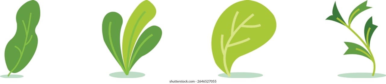 A vibrant set of flat botanical icons featuring modern plant and leaf designs. Perfect for nature-themed projects and digital design.