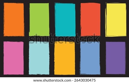 A vibrant set of hand-painted square blocks with brush stroke textures and bold colors, ideal for modern designs, posters, or layouts.