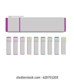 A vibrant set of neon markers in various colors. These markers are all in vectors