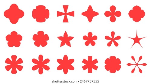 Ein lebendiges Set aus roten geometrischen Formen, ideal für dynamische Designs und Muster.