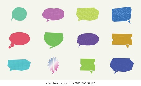 A vibrant set of textured vector speech bubbles and chat frames in diverse shapes, including round, oval, rectangular, and burst designs. Perfect for social media banners, web graphics, comic art, UI UX designs, and creative messaging concepts.
#SpeechBubbles #VectorArt #GraphicDesign #ComicBubbles #ChatIcons #TextFrames #DesignAssets #SocialMediaGraphics #CalloutBox #IllustrationSet #UIDesign #WebDesign #CreativeElements #DialogueBox