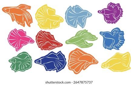 A vibrant Siamese fighting fish (Betta splendens) Ideal for pet, aquatic life, or exotic animal themes.
