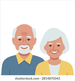 Vibrant Simple Grinning Elderly Man and Woman Couple Icon
