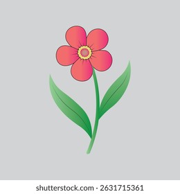 A vibrant, simple illustration of a flower with petals, stem, and leaves. Perfect for nature, botanical, or cheerful design projects.