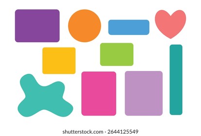 Vibrant sketch shapes in assorted colors on artistic paper backdrop for modern digital use unique design Pro.