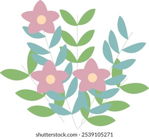 Vibrant Sketchy Floral Element Illustration