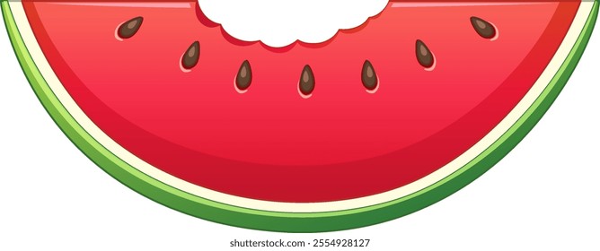 A vibrant slice of watermelon with seeds