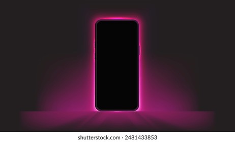 Vibrant Smartphone Screen Glow: Illuminating Pink and Red Light Banner Designs for Wallpapers, Banners, and Luxury Vouchers. Vector.