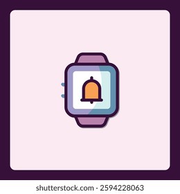 Vibrant Smartwatch Notification Icon on Pale Background for Technology Illustration