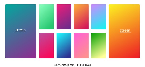 Vibrant and smooth gradient soft colors for devices, pc's and modern smartphone screen backgrounds set vector ux and ui design illustration