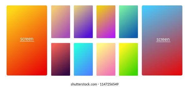Vibrant   smooth gradient soft colors for devices  pc's   modern smartphone screen backgrounds set vector ux   ui design illustration