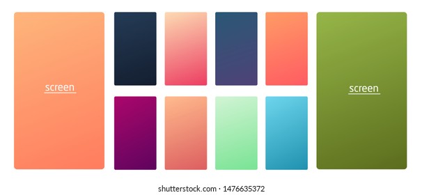 Vibrant   smooth gradient soft colors for devices  pc s   modern smartphone screen backgrounds set vector ux   ui design illustration