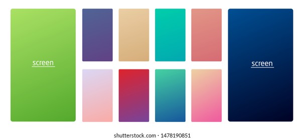 Vibrant and smooth gradient soft colors for devices, pc and modern smartphone screen backgrounds set vector ux and ui design illustration