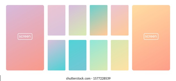 Vibrant   smooth pastel gradient soft colors set for devices  pc   modern smartphone screen backgrounds set vector ux   ui design illustration