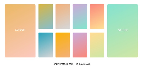 Vibrant   smooth pastel gradient soft colors set for devices  pc   modern smartphone screen backgrounds set vector ux   ui design illustration