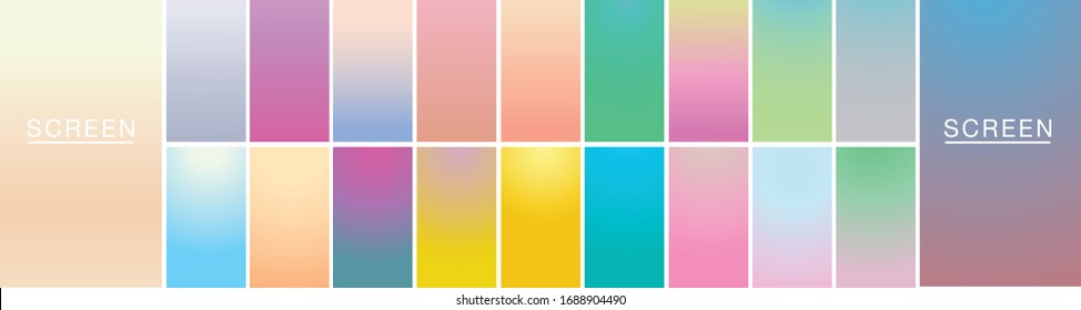 Vibrant And Smooth Pastel Gradient Soft Colors Set For Devices, Pc And Modern Smartphone Screen Backgrounds Set Vector Ux And Ui Design Illustration