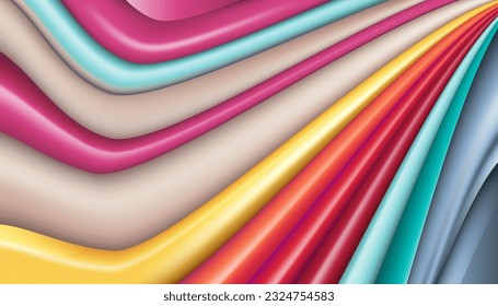 Vibrant smooth surface abstract 3d paper art texture blend fluid liquid wallpaper. Curve dynamic watercolor light pastel color. Swirl bright vivid gradient mesh
