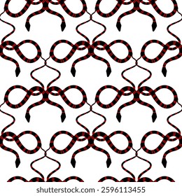 Vibrant snake patterns weave intricately across a striking white backdrop