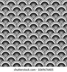 Vibrant snake skin scales squama background, vector seamless fabric pattern, tiled textile print. Vintage chinese squama scales seamless arc tiles structure. Fabric print pattern.