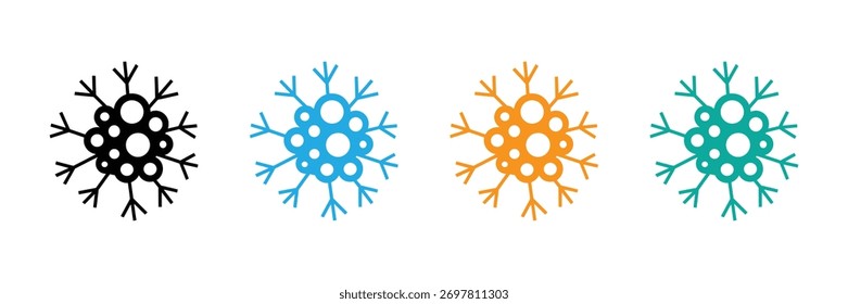 ¡Los vibrantes iconos de los copos de nieve alegran tus proyectos con el invierno! Perfecto para diseños festivos, promociones navideñas y agregar un toque de magia estacional a cualquier trabajo creativo.