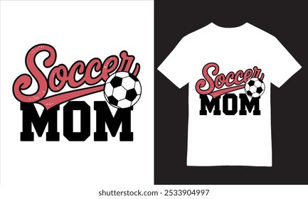 "Vibrant Soccer MOM: Script and Distressed Ball Tee" design