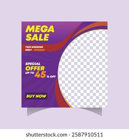 A vibrant social media post design promoting a mega sale.
