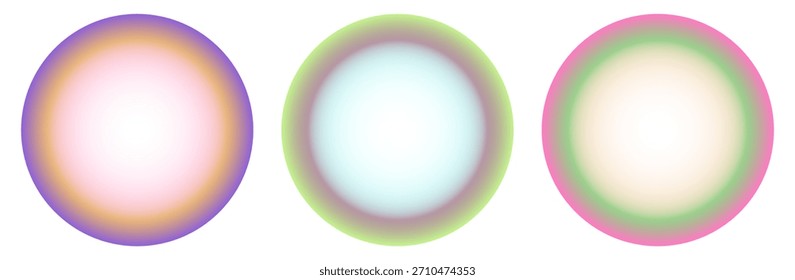 Círculos suaves vibrantes del gradiente del resplandor en estilo pastel del color de neón