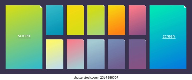 Vibrant and soft pastel gradient smooth color background set for devices, pc and modern smartphone screen soft pastel color backgrounds vector ux and ui design illustration.