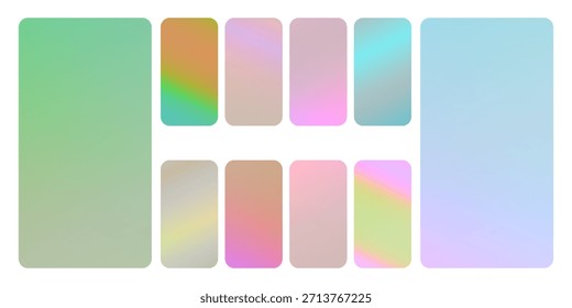 Vibrante y suave gradiente pastel suave color de fondo conjunto para dispositivos, pc y teléfono inteligente moderno pantalla suave color pastel fondos Vector ux y ui ilustración de diseño.