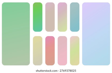 Vibrant and soft pastel gradient smooth color background set for devices, pc and modern smartphone screen soft pastel color backgrounds vector ux and ui design illustration.