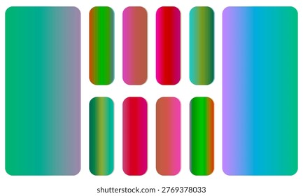 Vibrant and soft pastel gradient smooth color background set for devices, pc and modern smartphone screen soft pastel color backgrounds vector ux and ui design illustration.