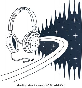 Vibrant Sound Wave and Headphones Design