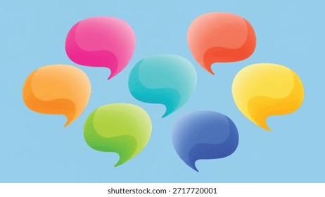 Espectro vibrante de bolhas de comunicação representando pensamentos diversos e diálogo aberto