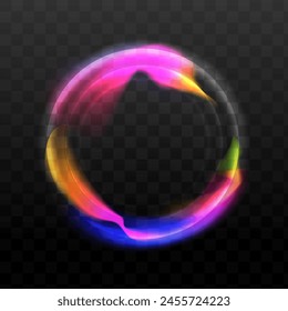 Vibrant sphere Iridescent Colors Against a Dark Background. Bright liquid gradient shape, Curved line for banner and flyer, social media. Vector