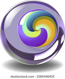 Vibrant spiral design inside a shiny orb