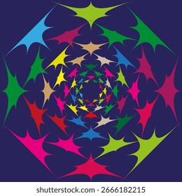 Vibrant spiral pattern. Colorful abstract shape. Dynamic geometric Vector. Artistic background illustration. EPS 10.