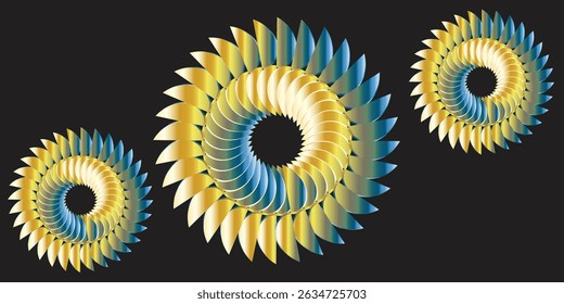Vibrant spiral patterns featuring a blend of gradients and abstract shapes, ideal for dynamic designs and backgrounds