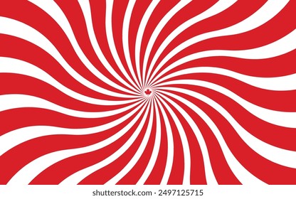 Vibrant Spiraling Retro Sunburst Canadian Flag Abstract Art in Red and White.