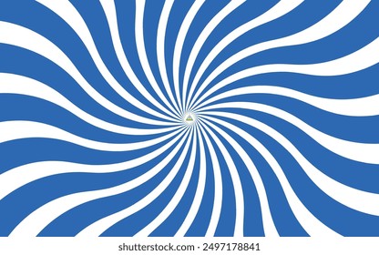 Vibrant Spiraling Retro Sunburst Nicaraguan Flag Abstract Art in blue and white with a golden triangle emblem.