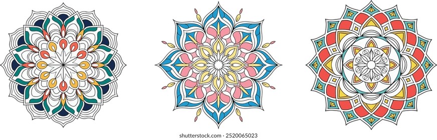 Vibrant Spiritual Mandala Design, Delicate watercolor flower mandala, Floral Watercolor Mandala Clipart, watercolor illustration of Muslim mandala