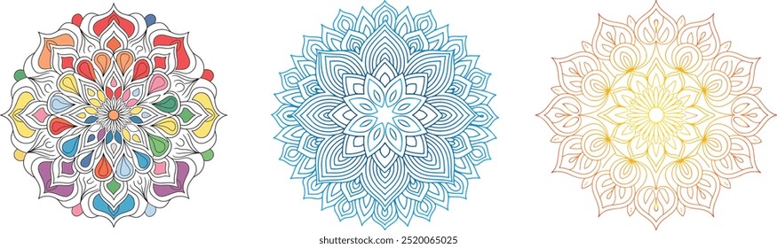 Vibrant Spiritual Mandala Design, Delicate watercolor flower mandala, Floral Watercolor Mandala Clipart, watercolor illustration of Muslim mandala