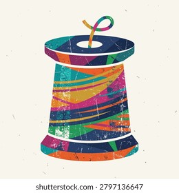 Vibrant spool of thread with colorful design