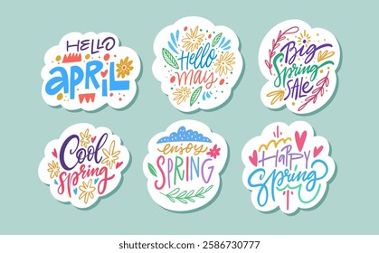 Vibrant spring stickers celebrate April and May with cheerful designs that bring joy to all who see them